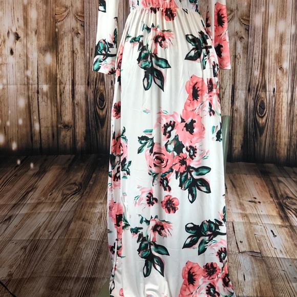 White Floral Printed Maxi Dress Various Size - Picture 3 of 8